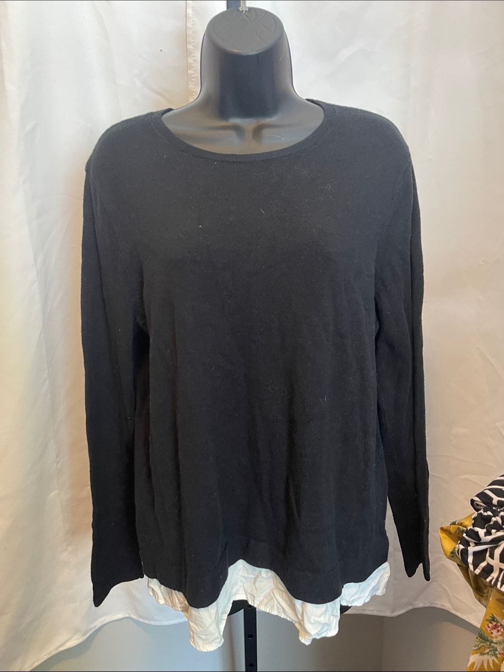 J.Jill Black Layered Hem Long-Sleeve Women's Top
